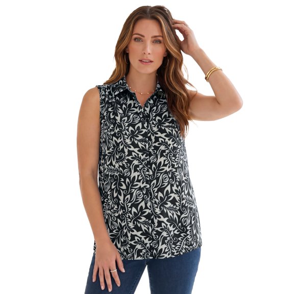 Roaman's Women's Plus Size Kate Sleeveless Shirt