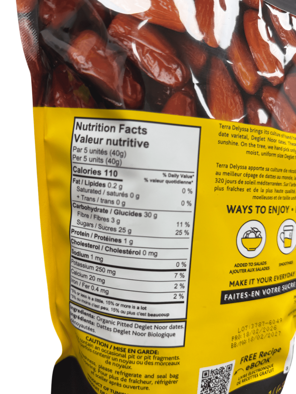 Terra Delyssa 44oz Organic Pitted Dates – Deglet Noor, No Sugar Added, Natural Sweet Snack