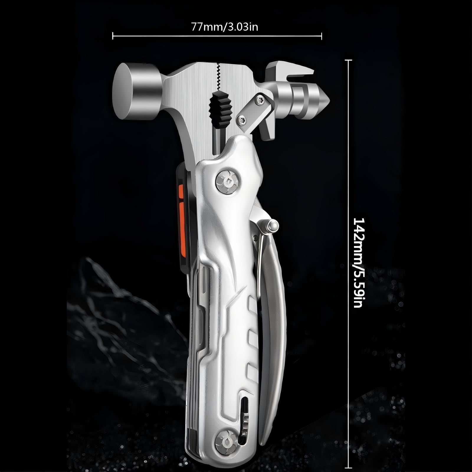 Upgraded 16-in-1 Multitool Hammer, Camping Knife with Adjustable Wrench, Screwdriver, Wire cutter, Hammer, Bottle Opener, Multi Tool for Men, 1 Pcs, 5.59x3.03"