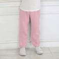 thumbnail image 2 of JUMEYU Summer Linen Pants for Boys School Uniform Pants Elastic Waist Drawstring Straight Leg Casual Beach Trousers Pockets 12M-8T (Pink,5T 6T), 2 of 6