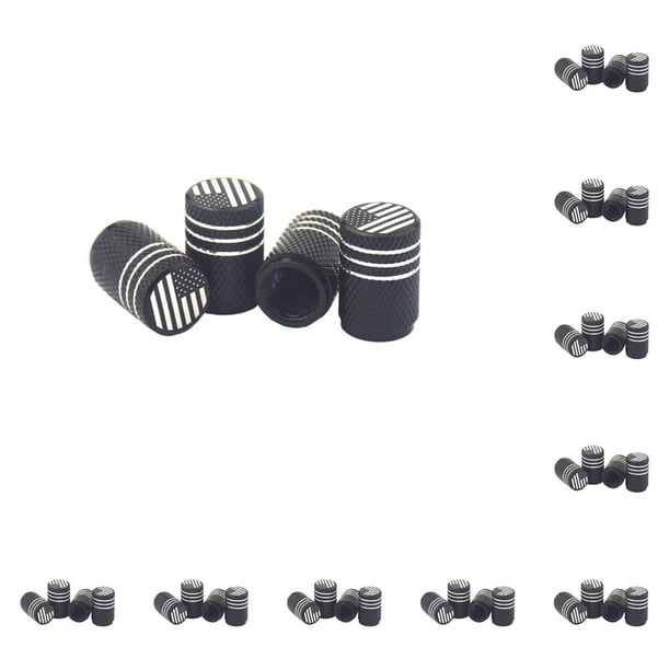 Riwesomey 4 piezas tapas de válvula de neumático de coche llanta de bandera de aleación de aluminio manga de aire cubierta a prueba de polvo Negro 10piezas