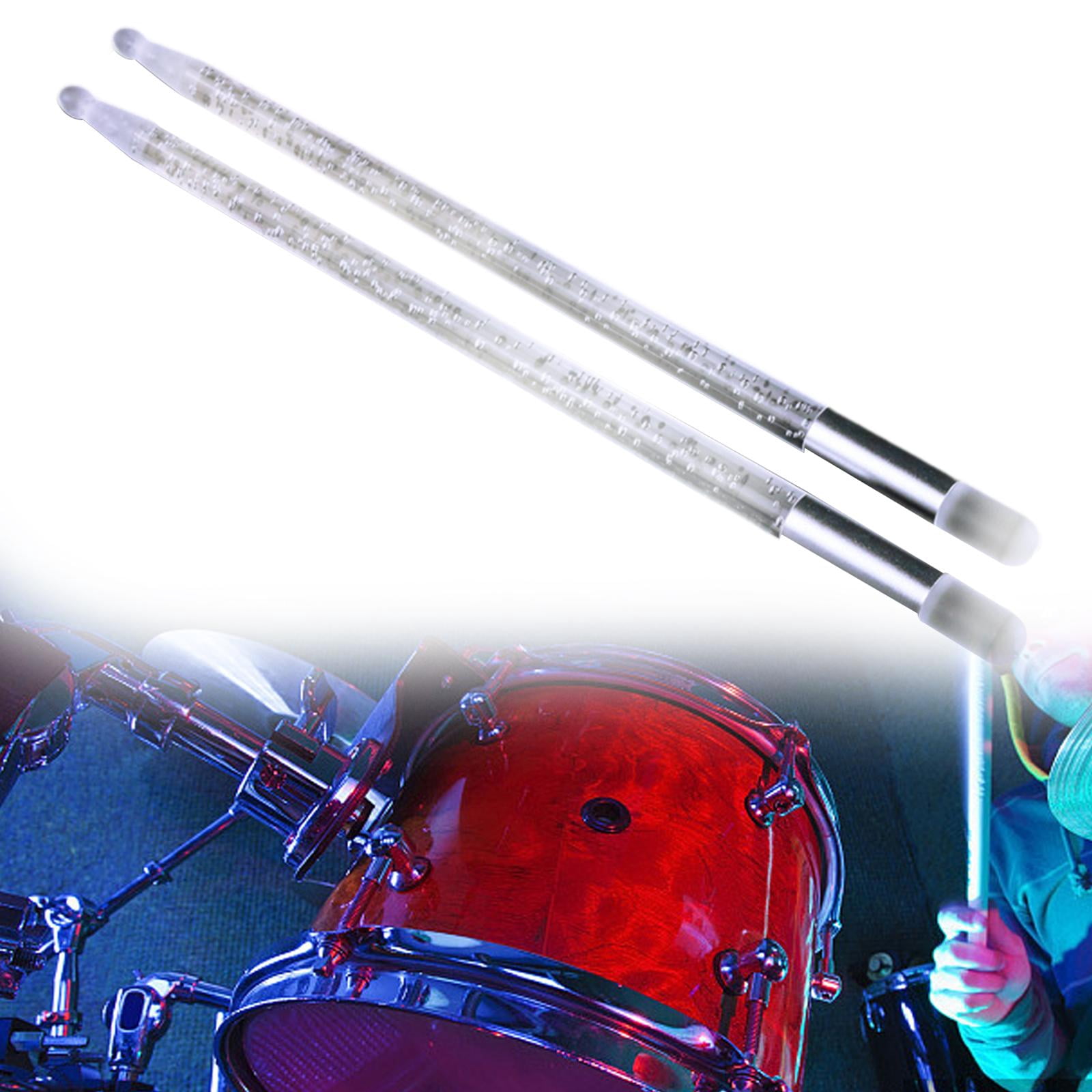 LeeQinersw 2 Pieces Light up Drum Sticks Drum Mallet Professional Lightweight Classic Night B