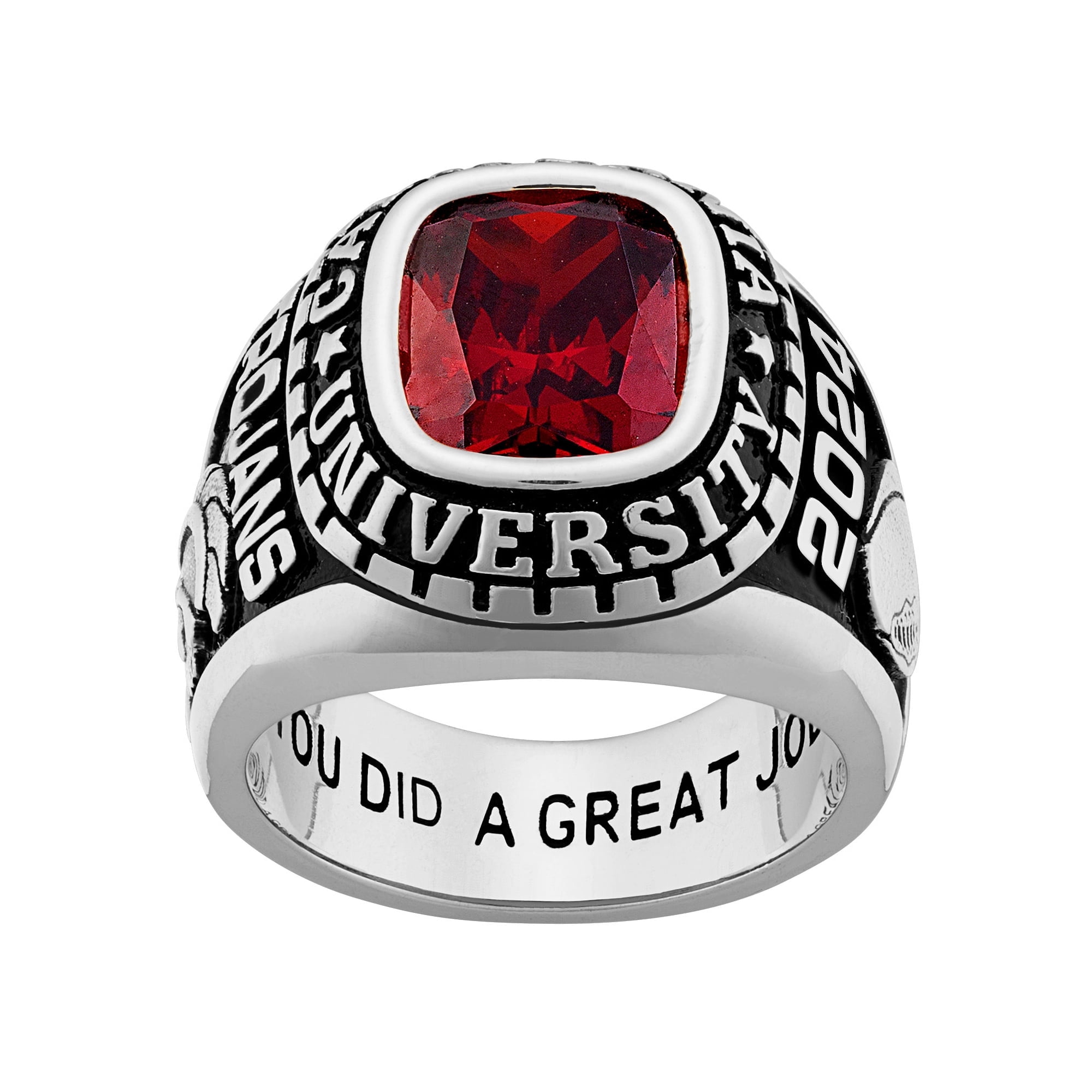 Bhavani Gems CLASS RING Men's Celebrium Large Classic Class Ring, Personalized, High School or College Graduation