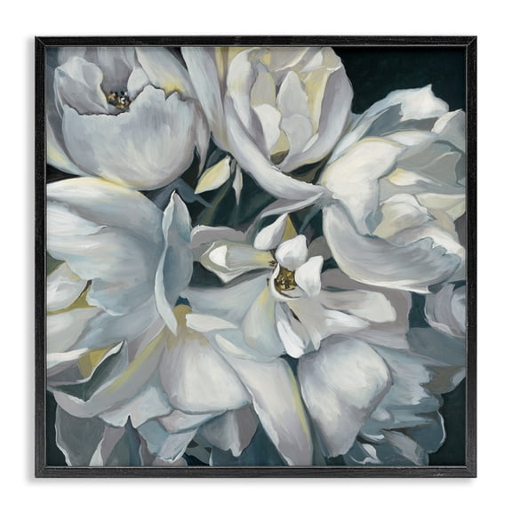Stupell Industries Shabby Chic White Flower Arrangement Black Framed Giclee Art, 12 x 12, by Liz Jardine
