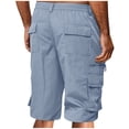 thumbnail image 4 of pstuiky Pantalones cortos deportivos para hombre, Pantalones cargo casuales con cremallera y botones para hombre, hasta la rodilla, lisos, con bolsillo, rectos, con cremallera y botones, 4 of 6