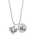 thumbnail image 1 of Delight Jewelry Silvertone Large Heart with Flowers Silvertone Script Initial Disc - K - Charm Necklace, 20"+3", 1 of 4