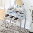 thumbnail image 4 of Roundhill Furniture Ashley Wood Make-Up Vanity Table and Stool Set, Cherry, 4 of 5