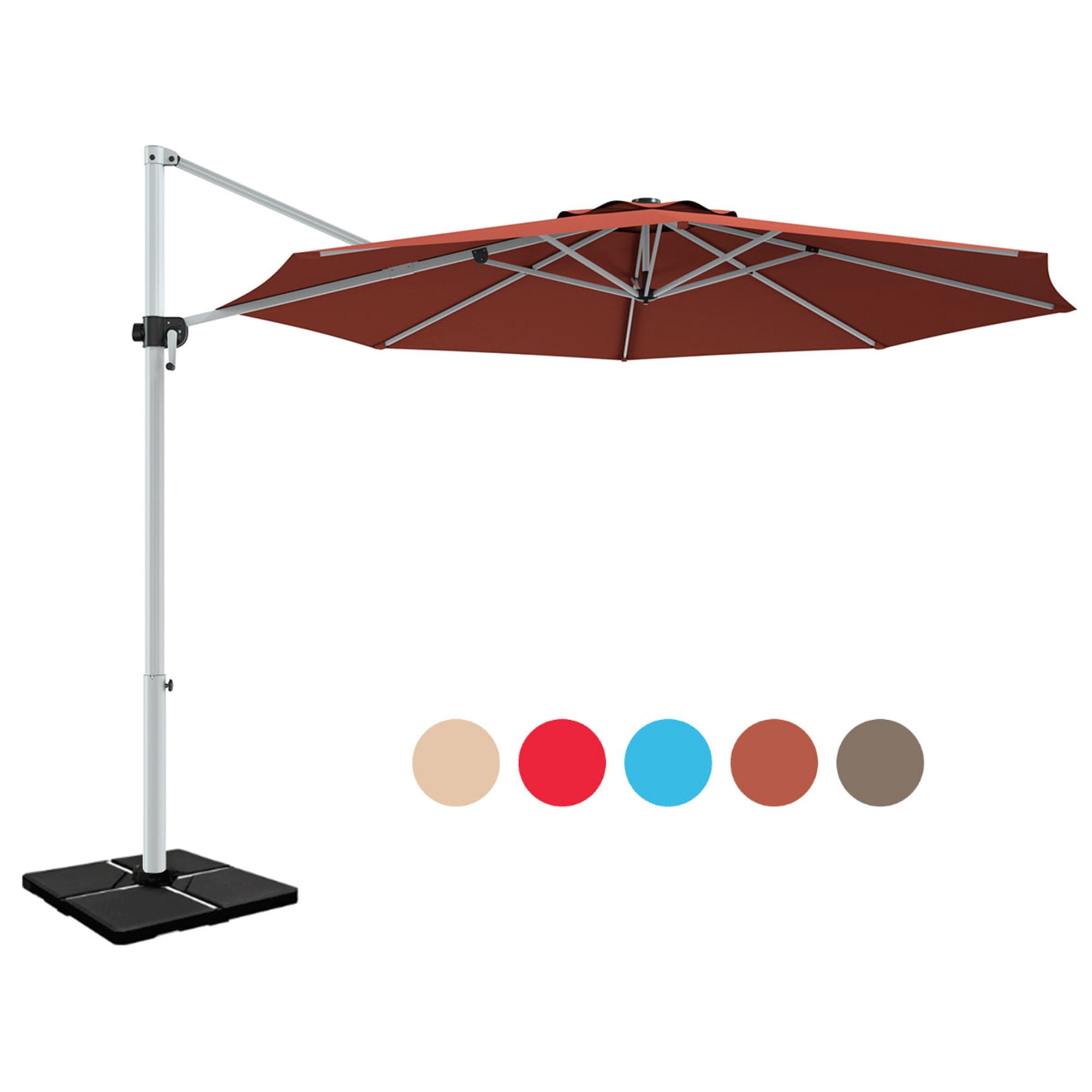 gymax 11ft patio offset hanging cantilever umbrella 360 degree tilt Outsunny with Base Crank Brown And it has a dual top design with a functional wind vent on the top for air circulation Gymax 10FT Offset Hanging Umbrella