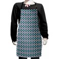 thumbnail image 1 of Boho Kids Apron, Folkloric Morocco Tile Inspired Squares with Flowers, Boys Girls Apron Bib with Adjustable Ties for Cooking Baking Painting, Seafoam Dark Blue, by Ambesonne, 1 of 2