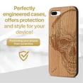 thumbnail image 2 of Case Yard Wooden Case Outside Soft TPU Silicone, Slim Fit Shockproof Wood Protective Phone Cover for Girls Boys Men and Women, Supports Wireless Charging Headphone Skull Design case for iPhone-8-Plus, 2 of 7