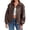 Dark brown, variant on Womens Oversized Leather Bomber Jackets Cap Sleeve Zip Up Motorcycle Coats with Pockets