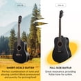 thumbnail image 3 of Donner Guitarra acústica para principiantes adultos 36 pulgadas Dreadnought tamaño 3/4 paquete de guitarra negra paquete kit de viaje, madera de abeto con bolsa de transporte Capo Tuner Correa cuerda, 3 of 5