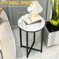 thumbnail image 6 of Baxluxe Modern Side Table 2-Piece Set, Marble-Look Round Metal Side Table, Coffee Side Table, Suitable for Living Room, Bedroom, Small Room, White/Black, 6 of 7