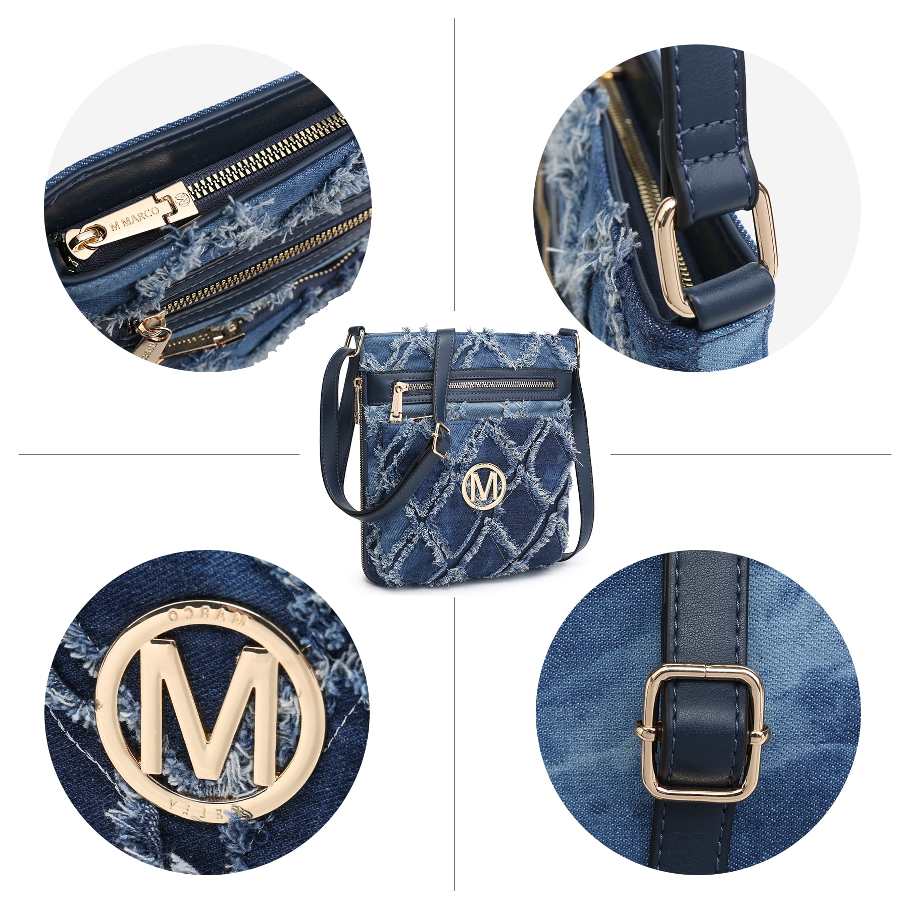 MKP COLLECTION Crossbody Bags Purses for Women Trendy Multi Pockets Monogram Zip Shoulder Bags Ladies PU Leather Handbag