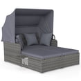 thumbnail image 4 of Costway Patio Rattan Daybed Lounge Retractable Top Canopy Side Tables Cushions Beige Mix Gray + Gray, 4 of 10