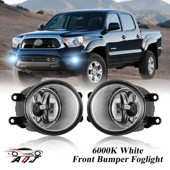 Pair Front Fog Lights Kit for Toyota Tacoma 2012-2023, 6000K White Off-Road Lamps Black Front Bumper LED Foglights