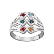 Family Jewelry Personalized Planet Mother's Sterling Silver Heart Ring ,Women's