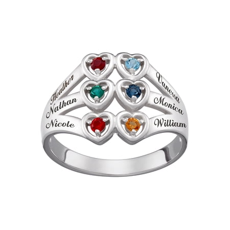 Family Jewelry Personalized Planet Mother's Sterling Silver Heart Ring ,Women's