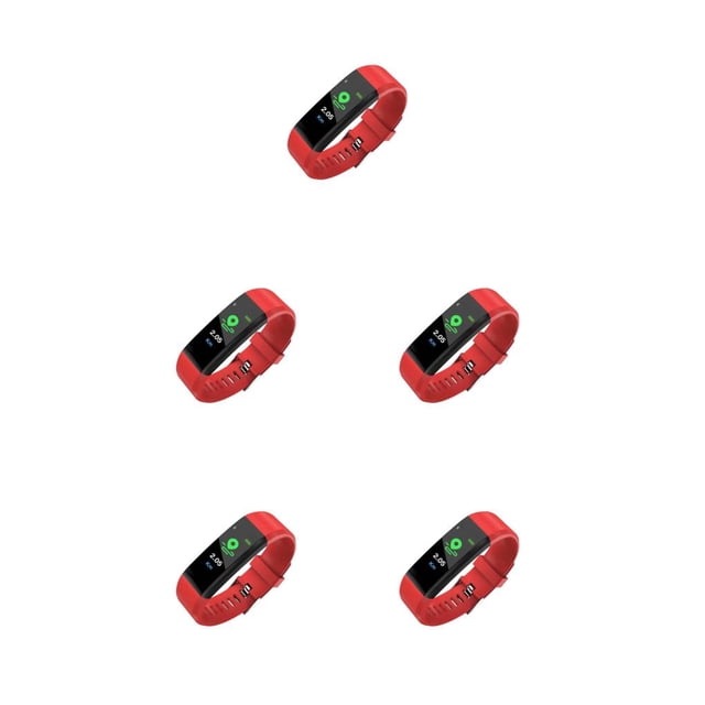 Destyer Bracelet Intelligent Étanche Montre Intelligente Multifonctionnelle Portable Compatible Bluetooth Bracelet Intelligent pour Bain Natation Rouge 5Ensemble