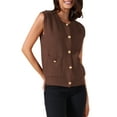thumbnail image 4 of INSPIRE CHIC Women Knit Sweater Vest Button Down Sleeveless Tank Tops Casual Sweaters Cardigans with Pockets  XL Brown, 4 of 6