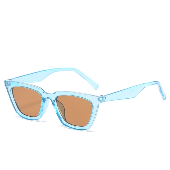 Siminsem Retro Square Mirrored Sunglasses for Women, Chunky Wide Temple Sun Glasses, UV Protection Summer European American Style Shades, Blue, One Size