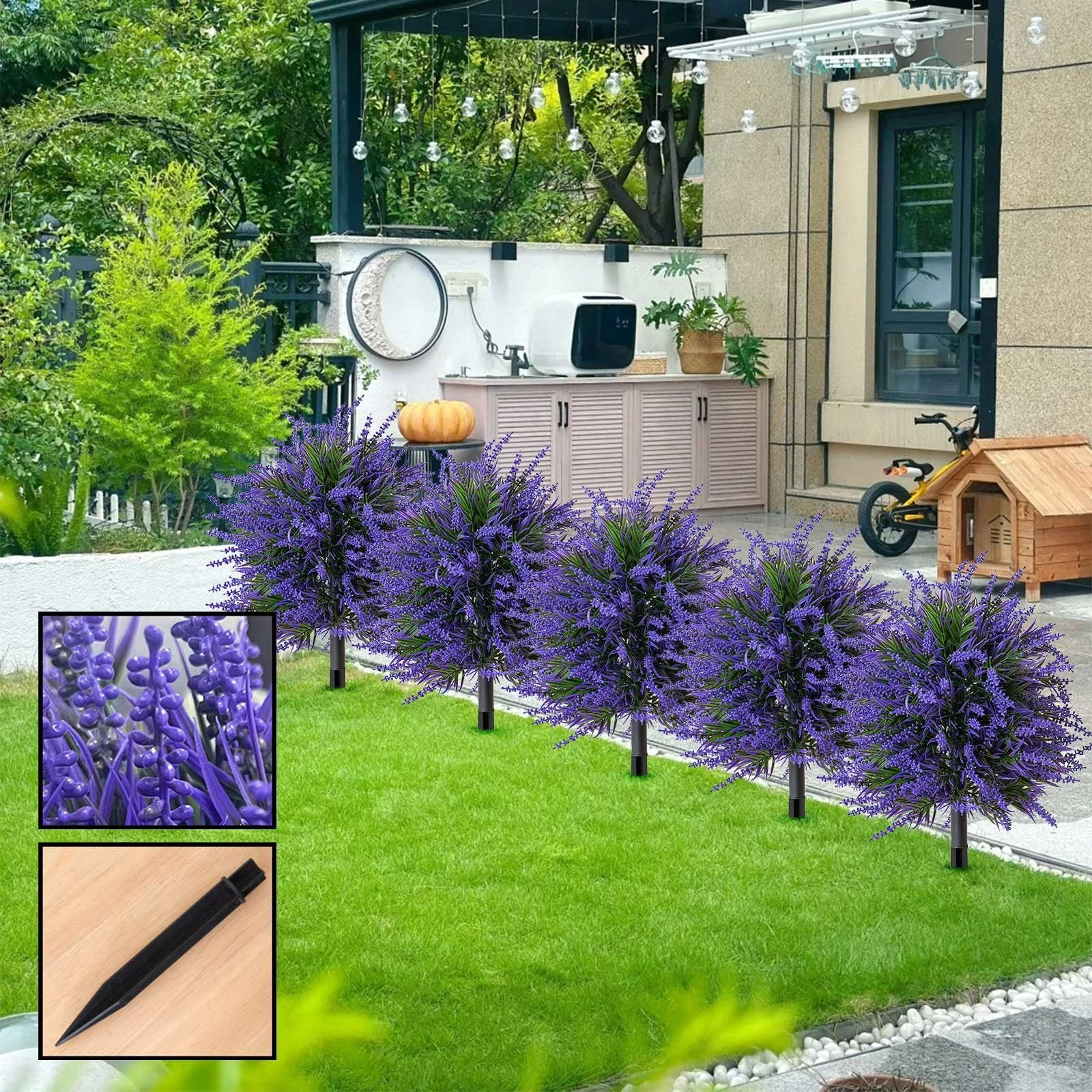 Nkmbld Artificial Flower Outdoor Decoration, Fake Plants with Ground Spike, UV Resistant No Fade Faux Flowers for Garden, Yard, Front Porch, Patio Decor