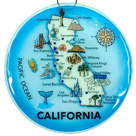 Ruth's Ethical Goods California Map Christmas Tree Ornament - Art Glass Light Catcher