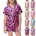 thumbnail image 5 of WOYY Toddler Girls Outfits Leopard Short Sleeve Button Shirt Shorts Sleepwear Set Nightwear, Sizes 2-3T, 5 of 5