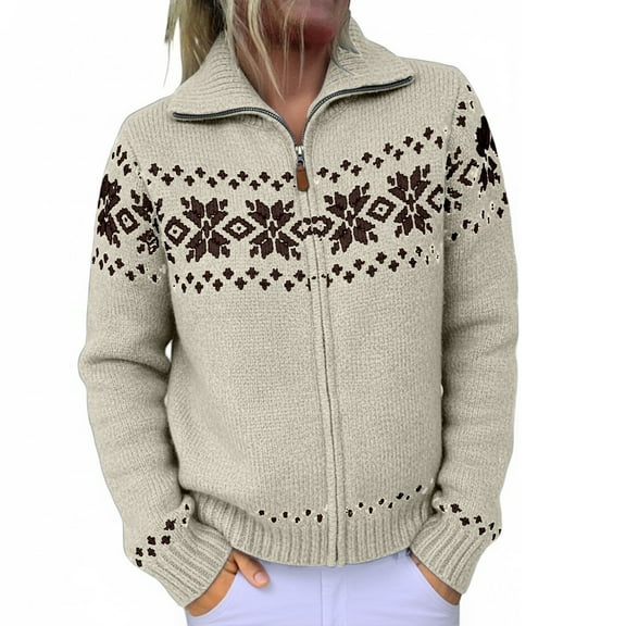 Winter Sweaters for Women Color Blocked Fair Isle Knit Sweater With Long Sleeves Ugly Christmas Sweaters
