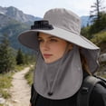 thumbnail image 5 of FUZHIQ Full Coverage Solar Fan Hat with Face Mask & Neck Flap, Wide Brim Rechargeable UV Protection Cooling Hat for Fishing Farming Cycling,B, 5 of 8