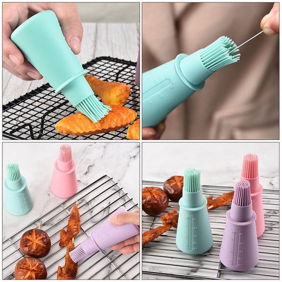 Tineasur 3Pcs Food Grade Silicone Oil Bottle Brushes with Convenient Scale Design for Home Bbq and Cooking