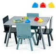 thumbnail image 2 of Kadyn Children Kids Table Chair Set,Children Playroom Table Chair Set,5 Pieces Kids Wooden Activity Play Furniture Set with Building Blocks-Blue, 2 of 10