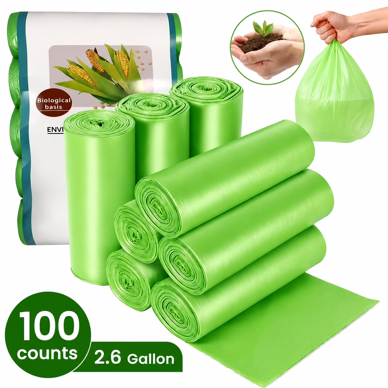 Hefty Compostable Kitchen Scrap Bags, 2.6 Gallon, BPI Certified