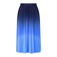 thumbnail image 5 of Ndbuld on Clearance Womens Skirt Boho Elastic High Waist Ankle High Waisted A-Line Long Maxi Skirt Ladies' Gradient Pleated Skirt With High Waist And Slim A-line Skirt,Dark Blue, 5 of 5
