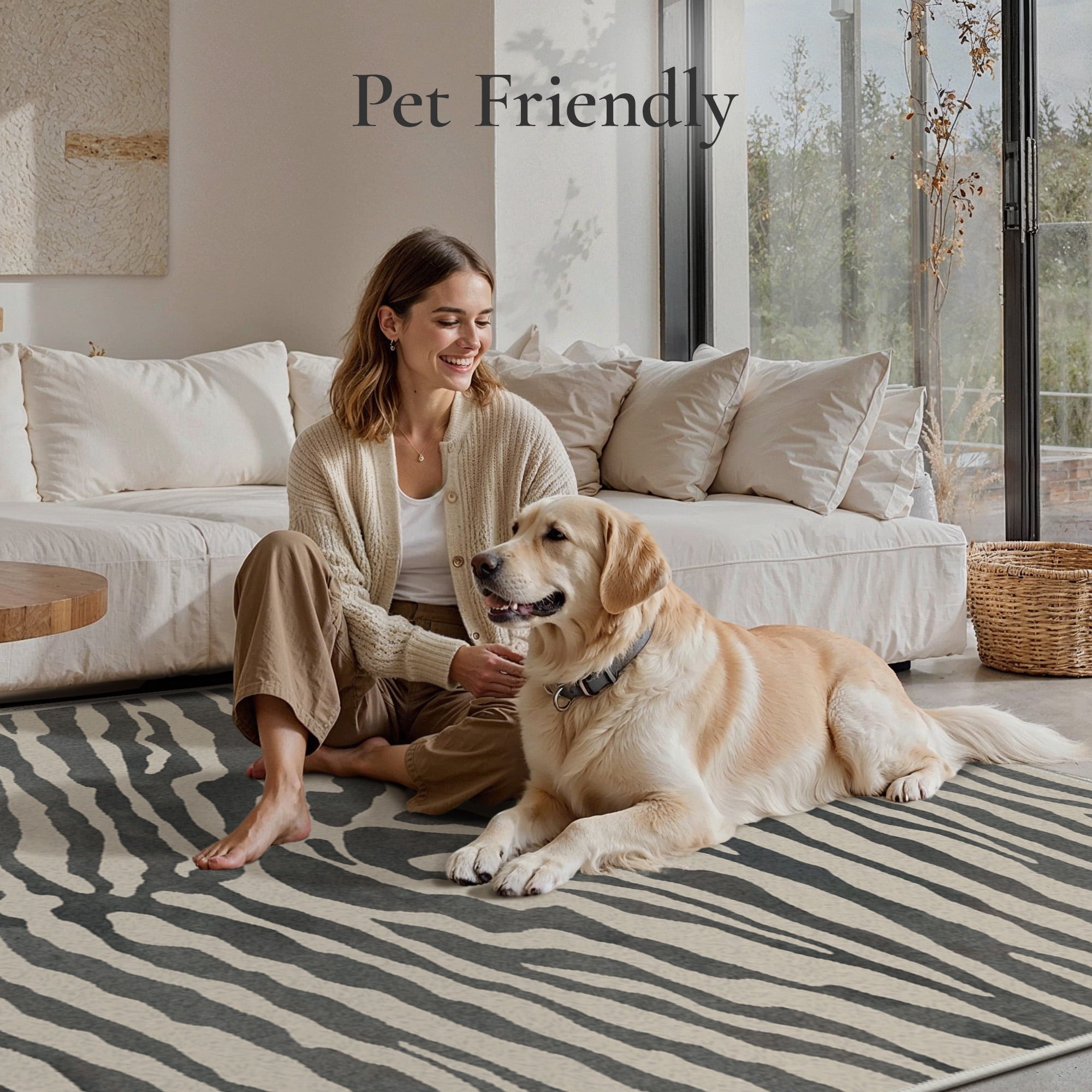 KUETH 2.5x10 Zebra Runner Rug Machine Washable, Kitchen Runner Rug for Floor and Hallway, Non Slip Flat Pile Area Rug with Rubber Backing for Entryway Bathroom Bedroom Laundry