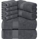 thumbnail image 1 of Juego de toallas Utopia Towels, 8 piezas, 100% algodón hilado en anillos, gris, 1 of 7