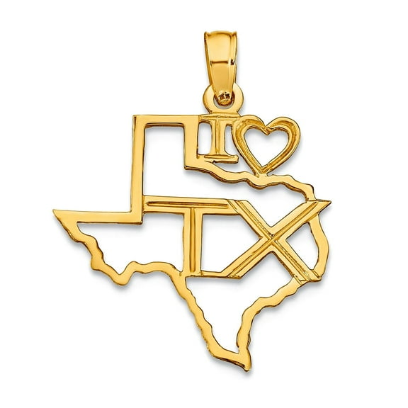 10k Gold Solid Texas State Pendant Necklace Pendant for Women - .6 Grams