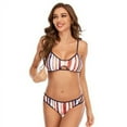 thumbnail image 2 of HZKAICUN Women's Triple Color Striped Adjustable Strap Bikini Sets, 2 of 6