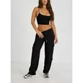 thumbnail image 5 of Women Cargo Pants Fleeece High Waisted Baggy Sweatpants for Women Casual Pants with 8 Pockets Black S, 5 of 9
