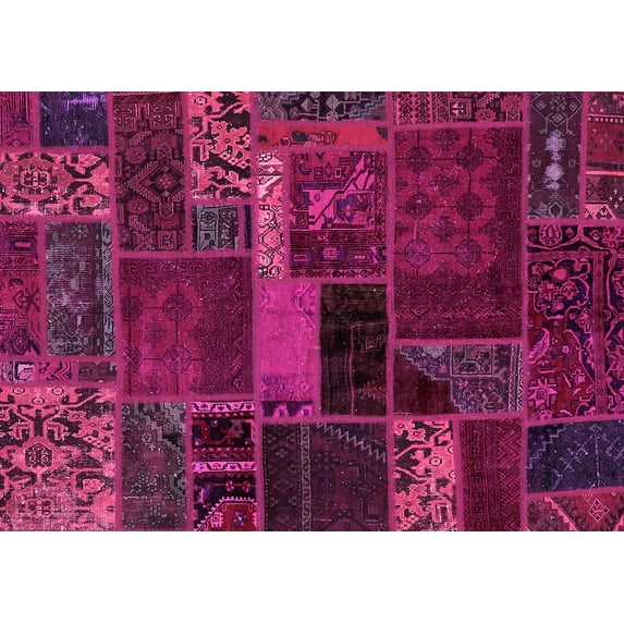 Ahgly Company Indoor Rectangle Oriental Pink Modern Area Rugs, 8' x 12'