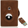 thumbnail image 1 of Billetera inteligente Airtag para hombre con compartimento para monedas y tarjetero para protección RFID pequeña (marrón), 1 of 5