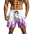 thumbnail image 3 of Yaoyar Men's Flame Graphic Print Fun Dual Beach Shorts with Pocket Casual Summer Swim Beach Sports Shorts Fast-Drying Trousers,Purple,XL, 3 of 8