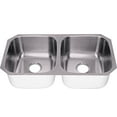 thumbnail image 2 of Ancona 32" Double Bowl Undermount Stainless Steel Kitchen Sink with Rear Drain, 2 of 4