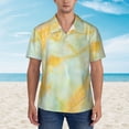 thumbnail image 2 of Haiem Yellow With Teal Marble Printed Hawaiian Shirt for Men - Men’s Casual Beach Summer Shirts - Stretch Fabric with Modern Fit-X-Large, 2 of 7