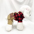 thumbnail image 5 of Dog Overalls Pet Clothes boy Dog Outfits Jumpsuit Black/Red Plaid Shirt Top with Overalls Puppy Clothes, 5 of 7