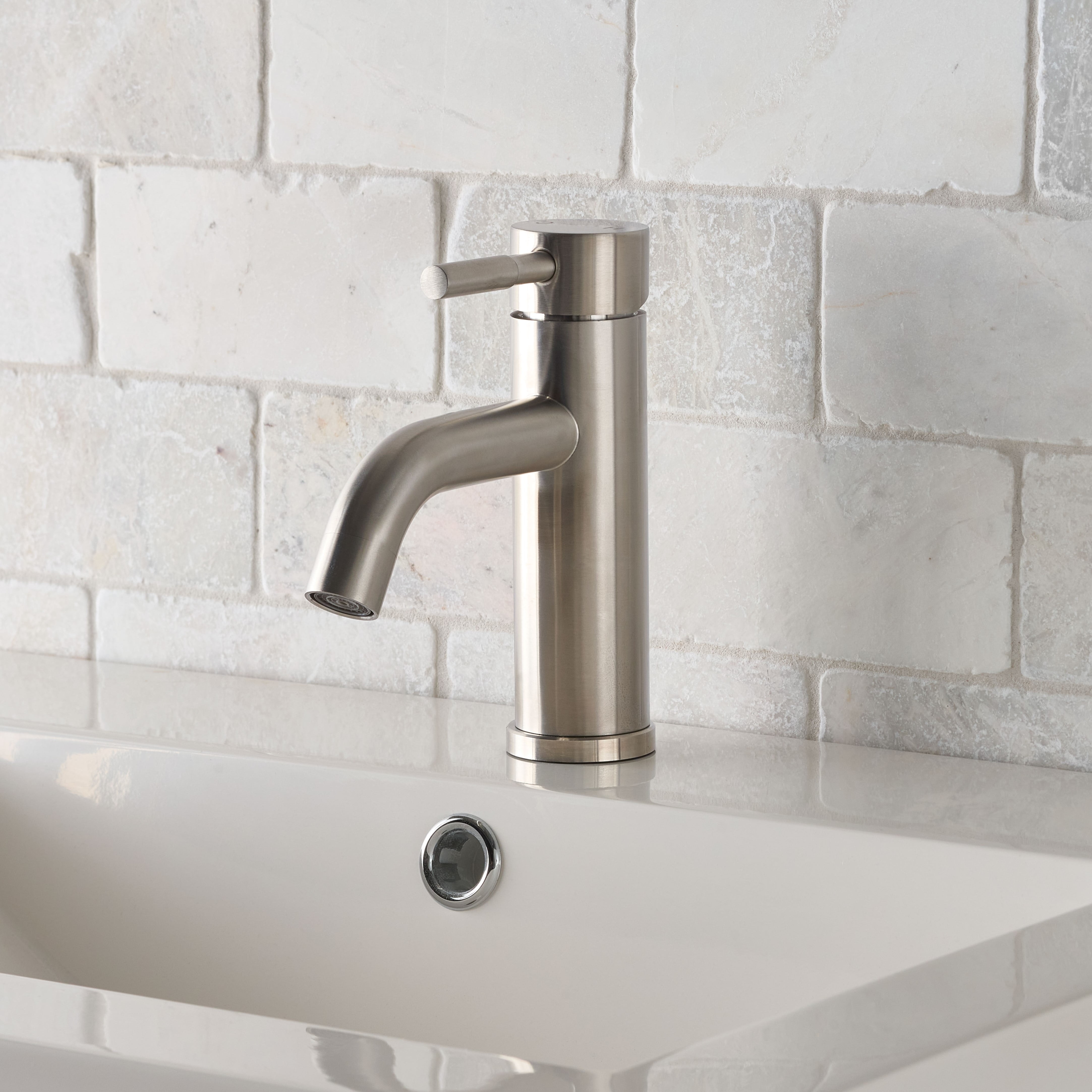 Better Homes & Gardens Elmont Single Handle Bathroom Faucet, Satin Nickel, Includes Push Pop-Up Drain
