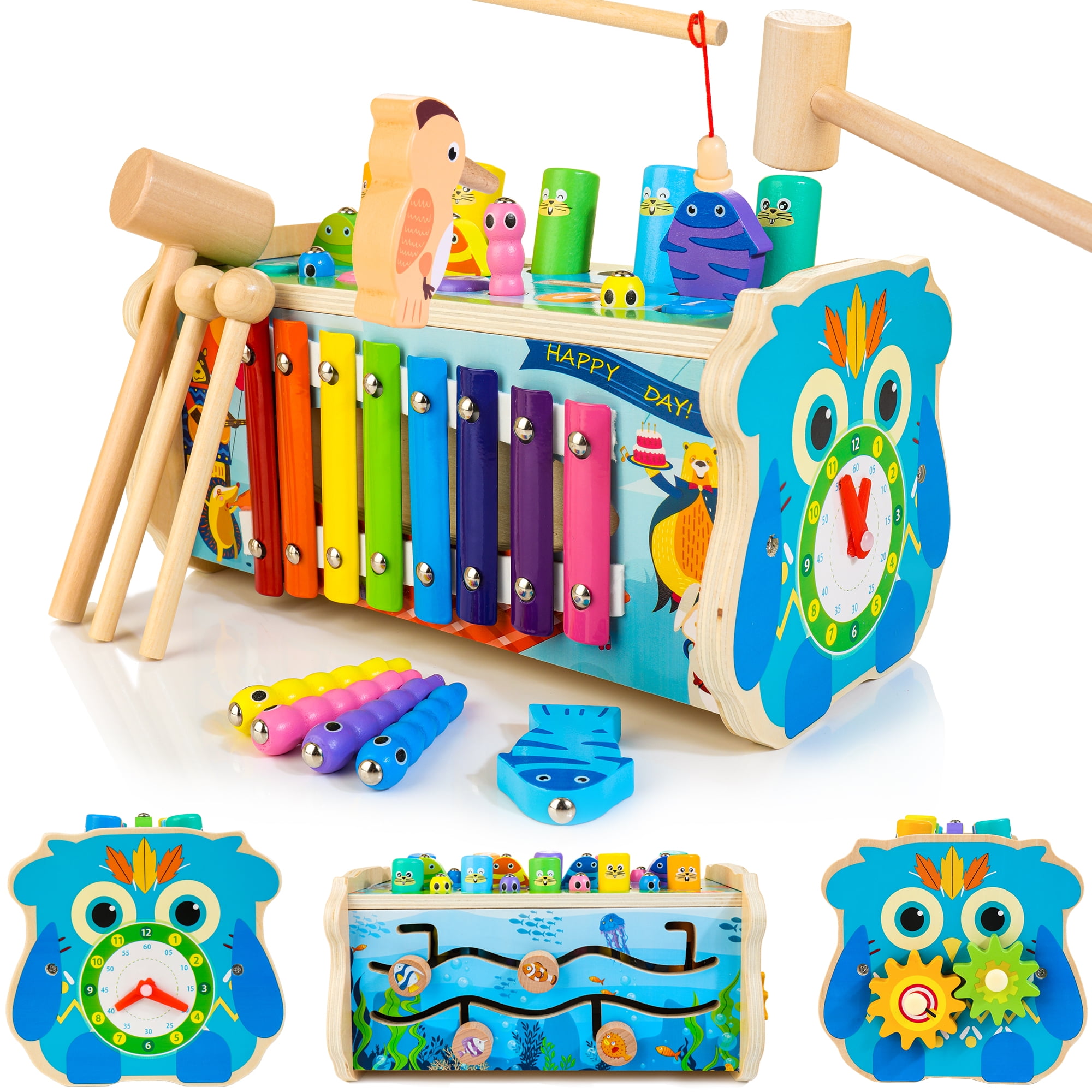 7in1 Wooden Hammering & Pounding Toy for Kids，Montessori Educational