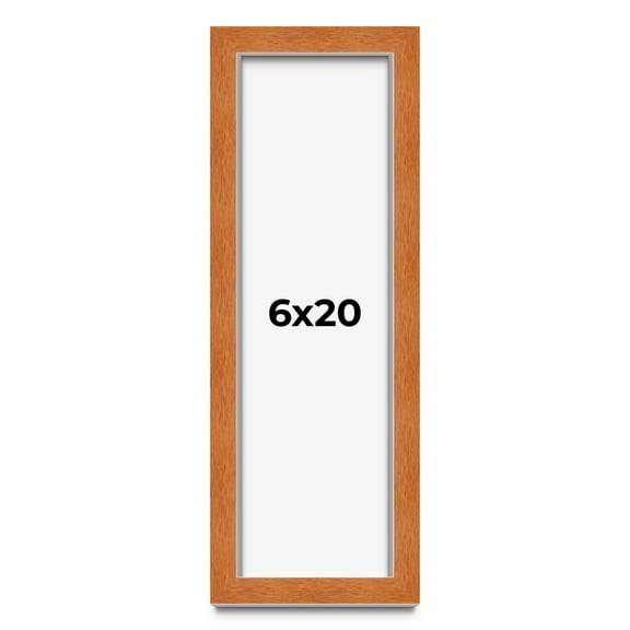 6x20 Shadow Box Frame Brown | 0.875 Inches Deep Real Wood Contemporary Shadowbox Display Frame | UV