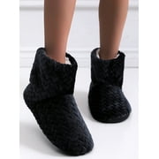 Daeful Womens Fuzzy Soft Warm Fleece Lined Ankle Booties Slippers House Shoes Size 7-10