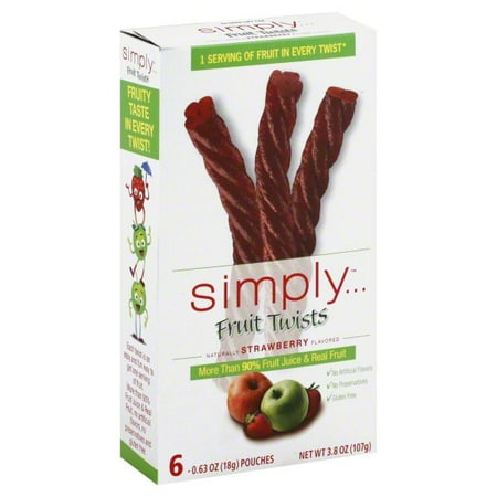 Simply Fruit Strawberry Fruit Twists, 0.63 oz, 6 ct